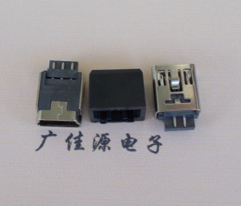 苏州MINI USB 5Pin接口 带护套焊线母座 B型180度铜壳