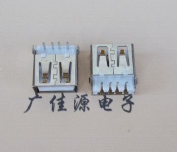 苏州USB母座接口 AF90度沉板1.9引脚4P插件白胶芯直边