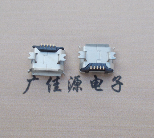 苏州Micro USB 5PIN接口,B型垫高0.9mm鱼叉脚贴片雾锡卷边