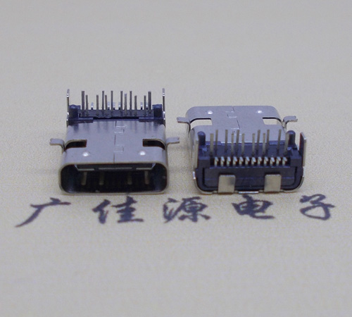 苏州板上型type-c24p母座前插后贴，卧式type-c连接器