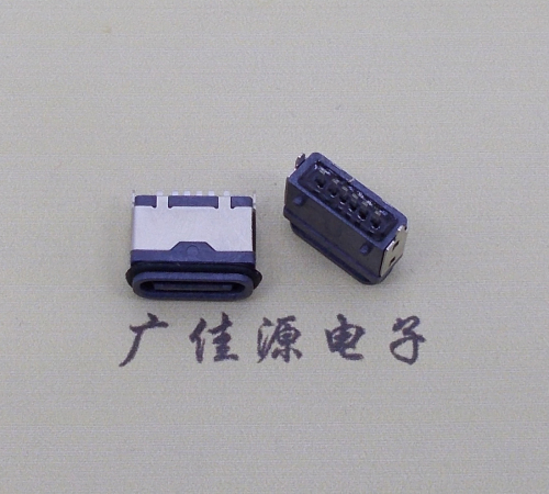 苏州usb type c6p防水立插母座两脚插带定位柱