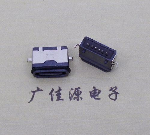 苏州沉板防水type c6p母座卧式两脚插板沉板1.2mm/1.6mm/2.0mm